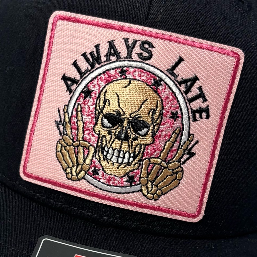New Richardson Black Women’s Trucker Hat with Pink Skull Design Humor - Picture 3 of 3
